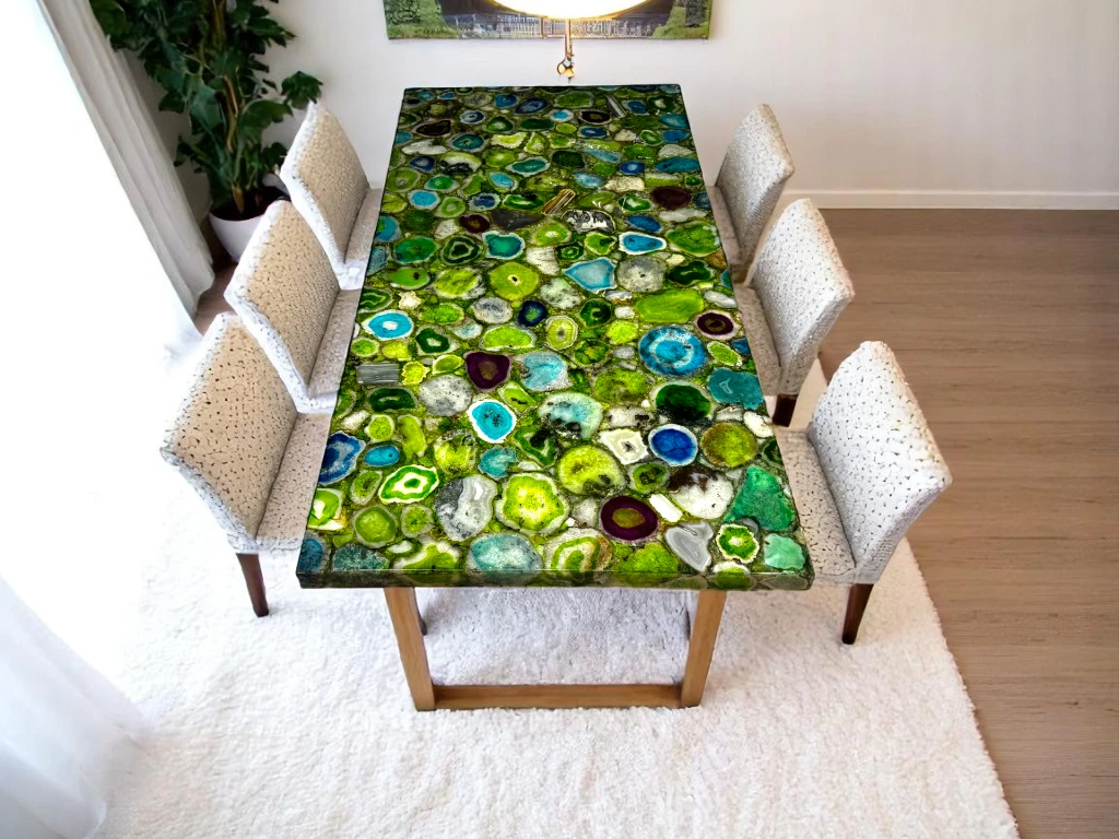 Green Agate Outdoor Stone Dining Table  for Outdoor & Indoor Use